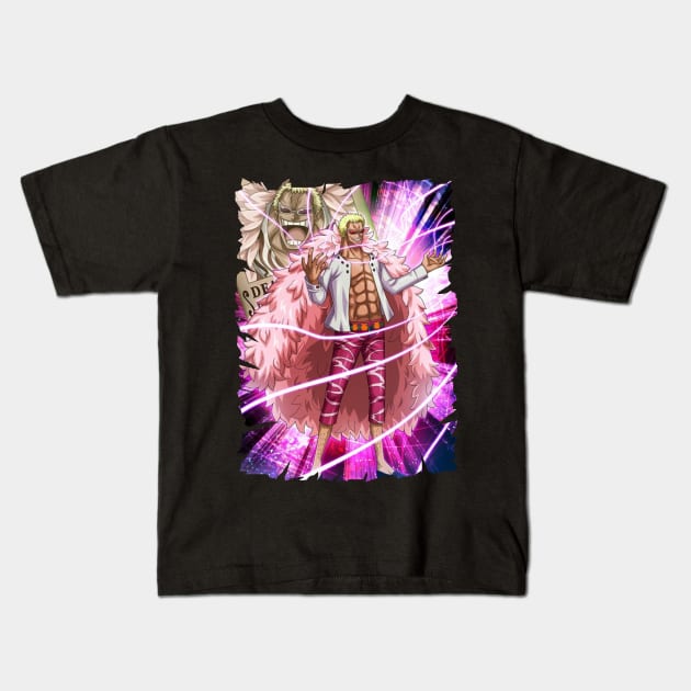 DONQUIXOTE DOFLAMINGO ANIME MERCHANDISE Kids T-Shirt by julii.draws